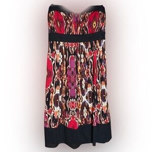 BISOU BISOU colorful watercolor floral strapless dress, size 12